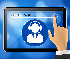 Image showing Free Voip Tablet Representing Internet Voice 3d Illustration