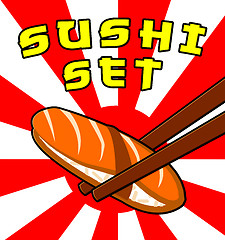 Image showing Sushi Set Means Raw Fish 3d Illustration