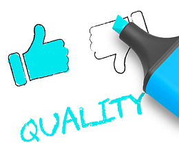 Image showing Quality Thumbs Up Means Approval Survey 3d Illustration