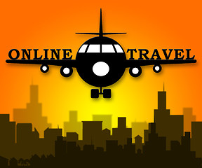 Image showing Online Travel Represents Explore Traveller 3d Illustration
