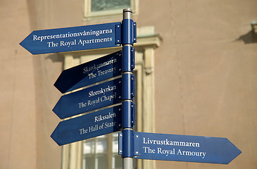 Image showing STOCKHOLM, SWEDEN - AUGUST 19, 2016: Tourist signpost street ind