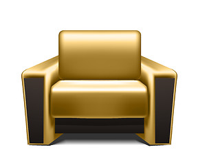 Image showing Gold leather armchair