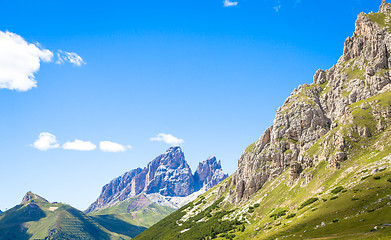 Image showing Blue sky on Dolomiti Mountains in Italy