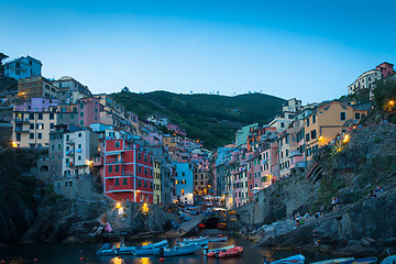 Image showing Riomaggiore in Cinque Terre, Italy - Summer 2016 - Sunset Hour