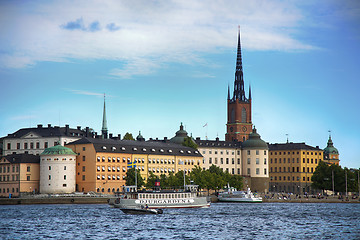 Image showing STOCKHOLM, SWEDEN - AUGUST 20, 2016: Tourists boat and View of G