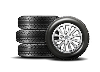 Image showing Car tires isolated on white background