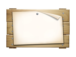 Image showing Paper blank on wooden board