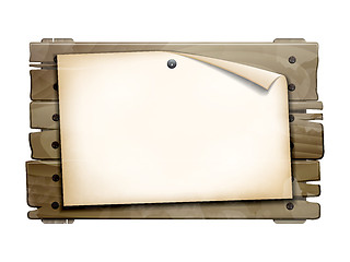 Image showing Paper blank on wooden board