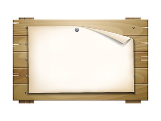 Image showing Paper blank on wooden board