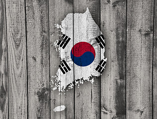 Image showing Map and flag of South Korea 