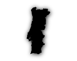 Image showing Map of Portugal with shadow