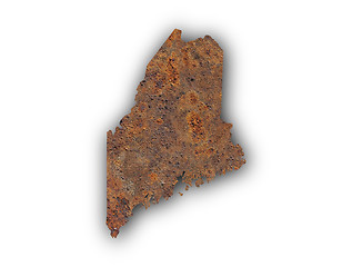 Image showing Map of Maine on rusty metal