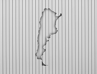 Image showing Map of Argentina on corrugated iron