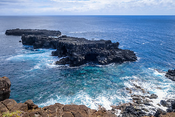 Image showing Pacific ocean landscape vue from cliffs in Easter island