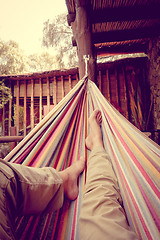 Image showing Relaxing in hammock