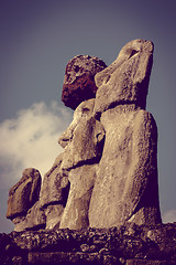 Image showing Moais statues, ahu Tongariki, easter island