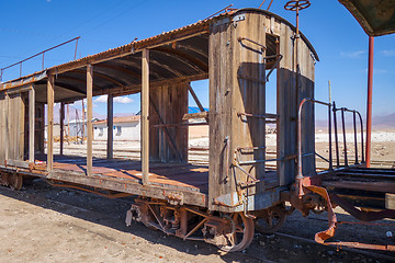 Image showing Old train station in Bolivia desert