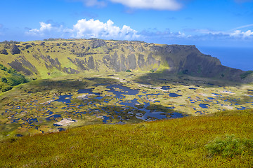 Image showing Rano Kau volcano crater in Easter Island