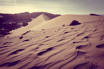 Image showing Sand dunes in Valle de la Luna, San Pedro de Atacama, Chile