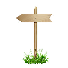 Image showing Wooden signboard in a grass.
