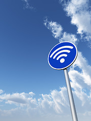 Image showing wifi symbol on roadsign - 3d rendering