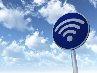 Image showing wifi symbol on roadsign - 3d rendering
