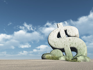 Image showing dollar symbol in the desert - 3d rendering