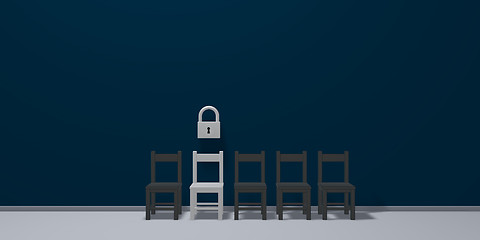 Image showing row of chairs and padlock - 3d rendering