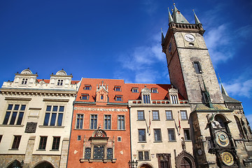 Image showing The Prague old City Hall and Astronomical clock Orloj at Old Tow