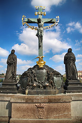 Image showing Statuary of the St. Cross with Calvary on the Charles Bridge (Ka