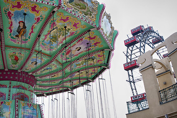 Image showing VIENNA, AUSTRIA - AUGUST  17, 2012: View of Merry-go-round spinn