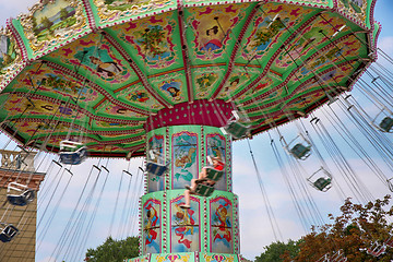 Image showing VIENNA, AUSTRIA - AUGUST  17, 2012: View of Merry-go-round spinn