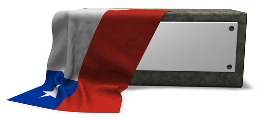 Image showing stone socket with blank sign and flag of chile - 3d rendering