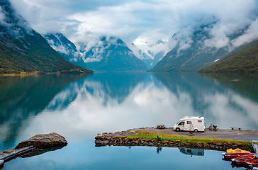 Image showing Family vacation travel RV, holiday trip in motorhome