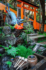 Image showing Fox purification fountain at Fushimi Inari Taisha, Kyoto, Japan