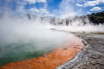 Image showing Champagne Pool hot lake in Waiotapu, Rotorua, New Zealand