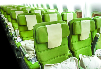 Image showing Airplane seats in cabin