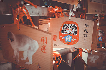 Image showing Traditional Emas in a temple, Tokyo, Japan