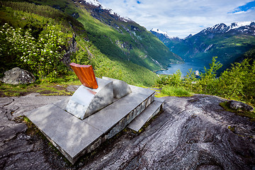 Image showing Geiranger fjord observation deck, Norway.