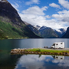 Image showing Family vacation travel RV, holiday trip in motorhome