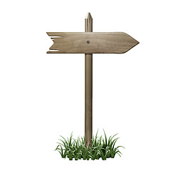 Image showing Wooden signboard in a grass.