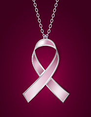 Image showing Pendant in shape of pink ribbon.