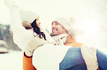 Image showing happy couple outdoors in winter