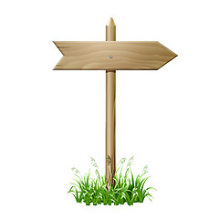 Image showing Wooden signboard in a grass.