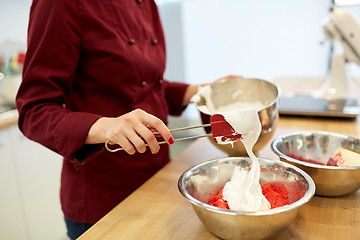 Image showing chef making macaron batter at kitchen