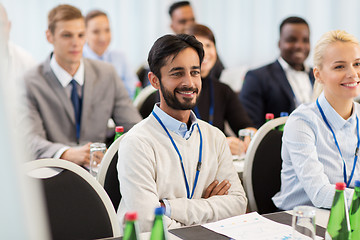 Image showing happy business team at international conference