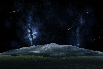 Image showing mountain landscape over night sky or space