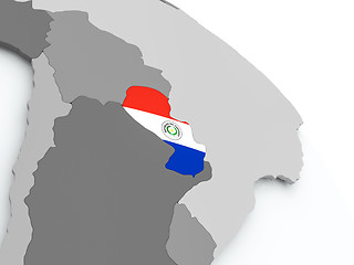 Image showing Map of Paraguay with flag on globe