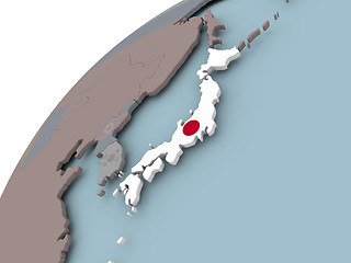 Image showing Map of Japan with flag