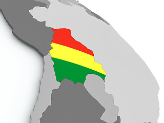 Image showing Map of Bolivia with flag on globe